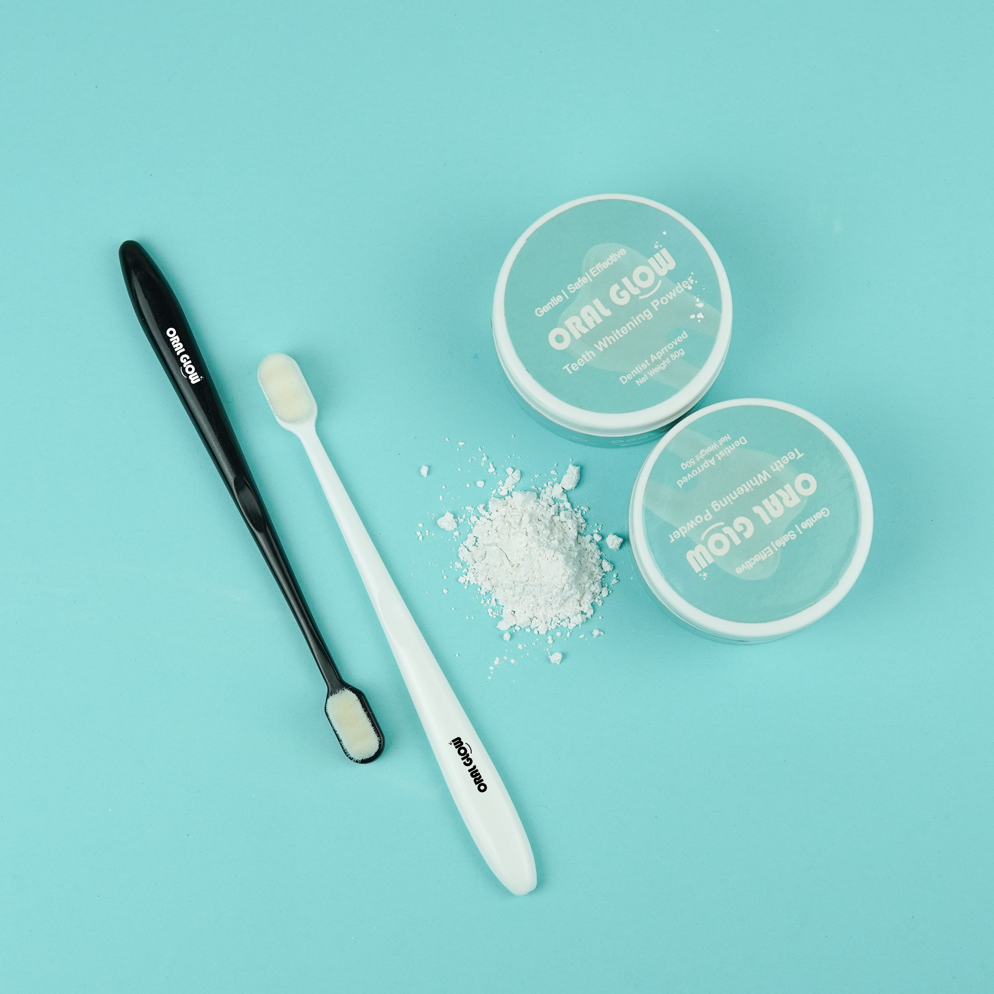 ORAL GLOW - 2 Nano Toothbrush & 2 Teeth Whitening Powder Deal