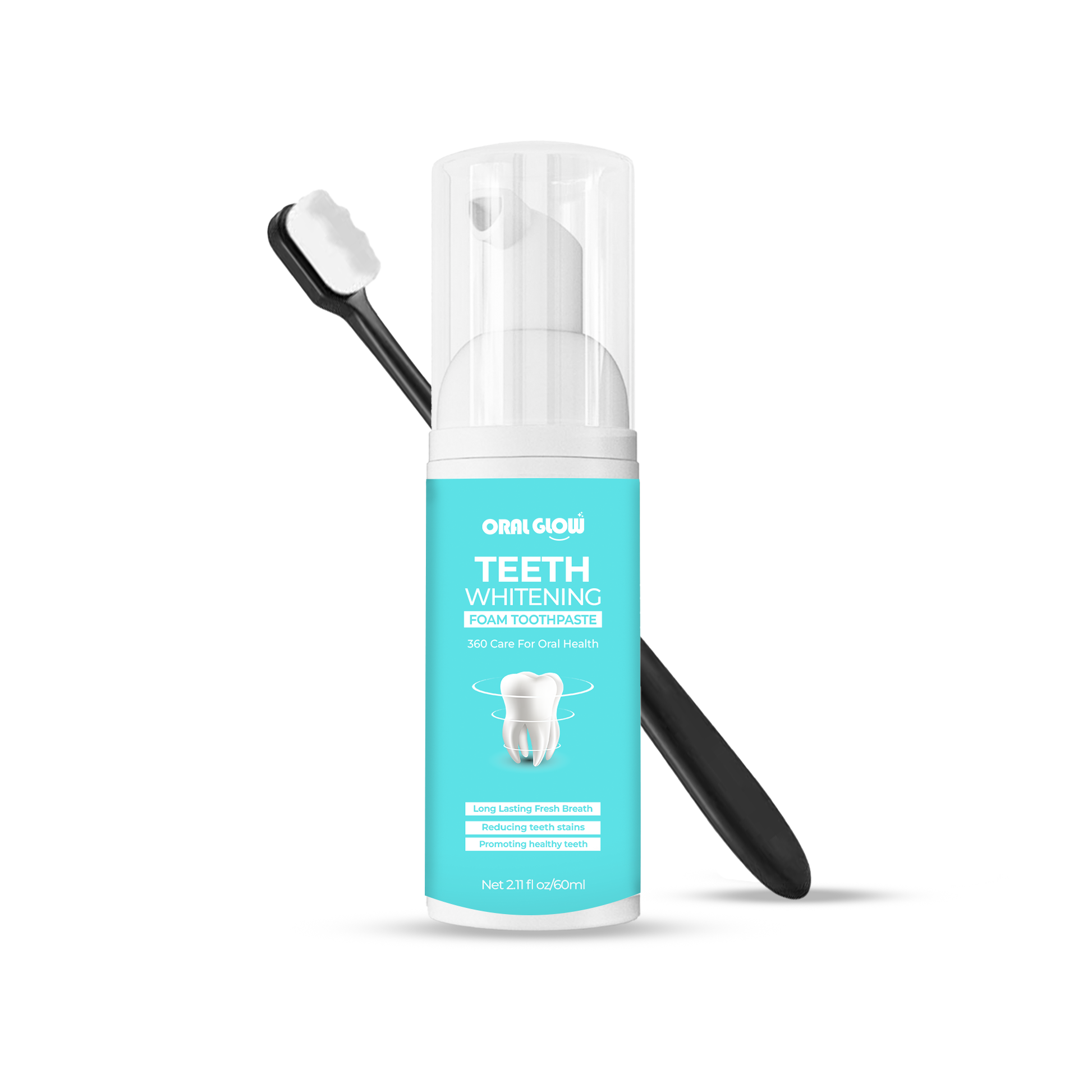 ORAL GLOW - Mild Whitening Foam Toothpaste + Free Brush